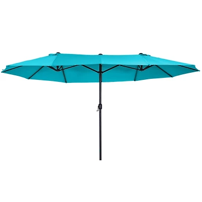 Extra Large 15ft Patio Umbrella, Double-Sided Outdoor Umbrella with Crank Handle and Air Vents for Backyard, Deck, Pool, Market, Blue