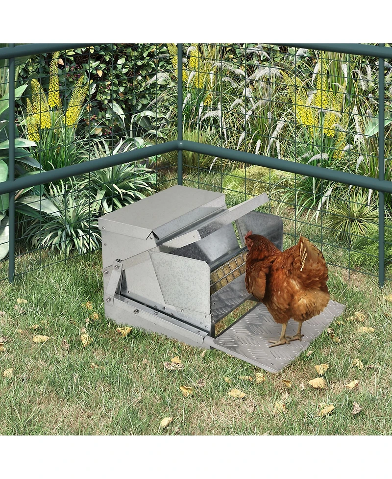 25 lbs Capacity Automatic Chicken Poultry Feeder with a Galvanized Steel and Aluminium Build, Weatherproof Design