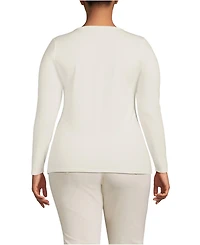 Lands' End Women's Plus Lightweight Jersey Skimming Long Sleeve Scoop Neck T-shirt