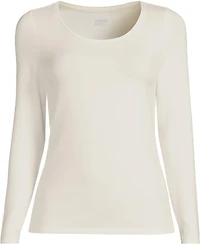 Lands' End Women's Plus Lightweight Jersey Skimming Long Sleeve Scoop Neck T-shirt