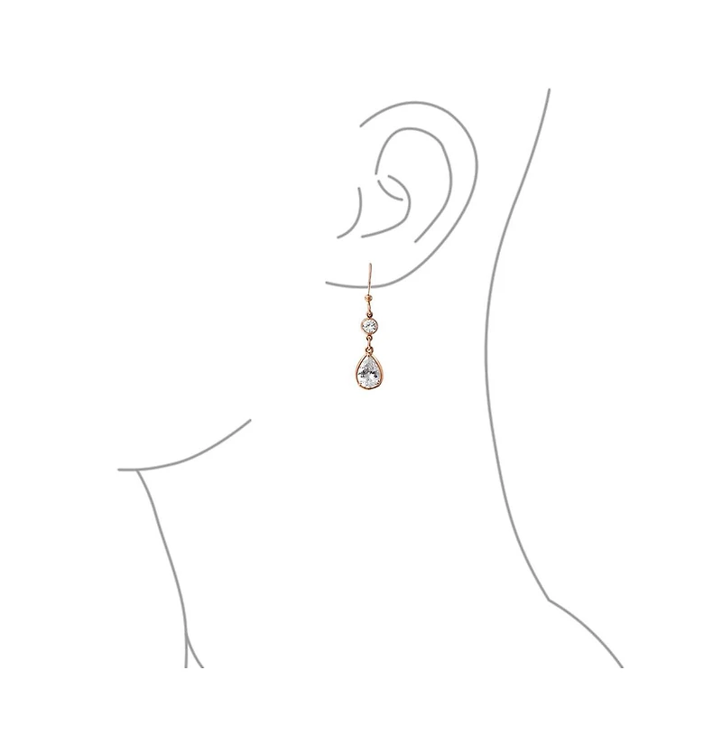 Bling Jewelry Multi Tear Drops Rose Gold Plated Brass Chain Cubic Zirconia Necklace Earrings Set