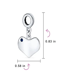 Bling Jewelry Crystal Accent Dangle Heart Shape Charm Bead Sterling Silver