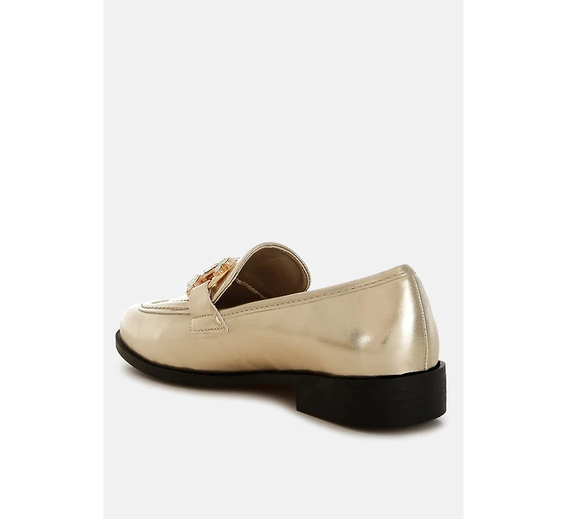 Dendron Diamante Horsebit Metallic Loafers