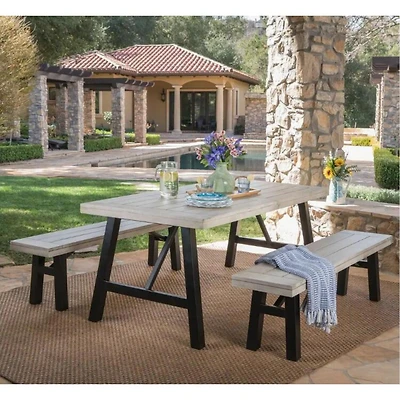 Streamdale Valverde 3-Piece Gray Acacia Wood Picnic Dining Set