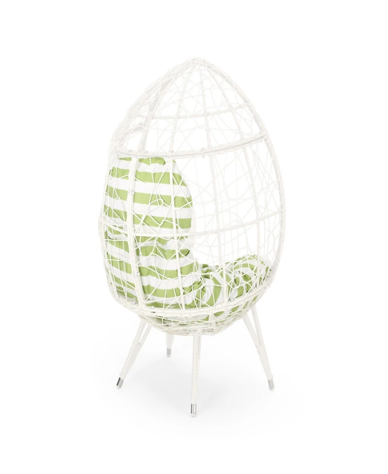 Streamdale Chic Teardrop Chair Faux Rattan Weave, Plush Cushion, Abstract Mesh