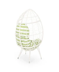 Streamdale Chic Teardrop Chair Faux Rattan Weave, Plush Cushion, Abstract Mesh