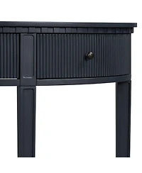 Simplie Fun Distinctive Features of Pine Veneer Console Table with Vertical Stripe Drawer Fronts and Four Legs