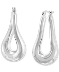 Polished Tube Twist Medium Hoop Earrings in Sterling Silver