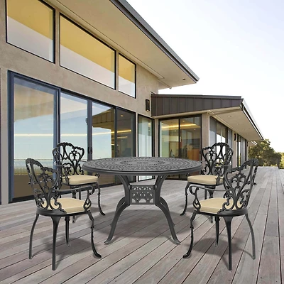 Streamdale 5-Piece Cast Aluminum Patio Set with Assorted Cushions