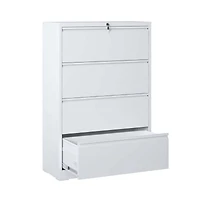 Streamdale Furniture Lateral File Cabinet 4 Drawer, White Filing Cabinet with Lock, Lockable File Cabinet for Home Office, Locking Metal File Cabinet