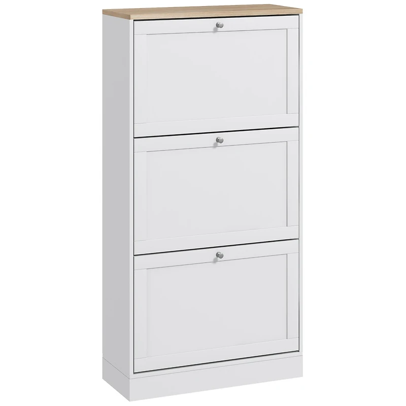 Streamdale Furniture Narrow Shoe Storage Cabinet for Entryway with 3 Flip Drawers and Adjustable Shelves, Shoe Rack Organizer for 18 Pairs of Shoes, W