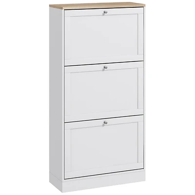 Streamdale Furniture Narrow Shoe Storage Cabinet for Entryway with 3 Flip Drawers and Adjustable Shelves, Shoe Rack Organizer for 18 Pairs of Shoes, W