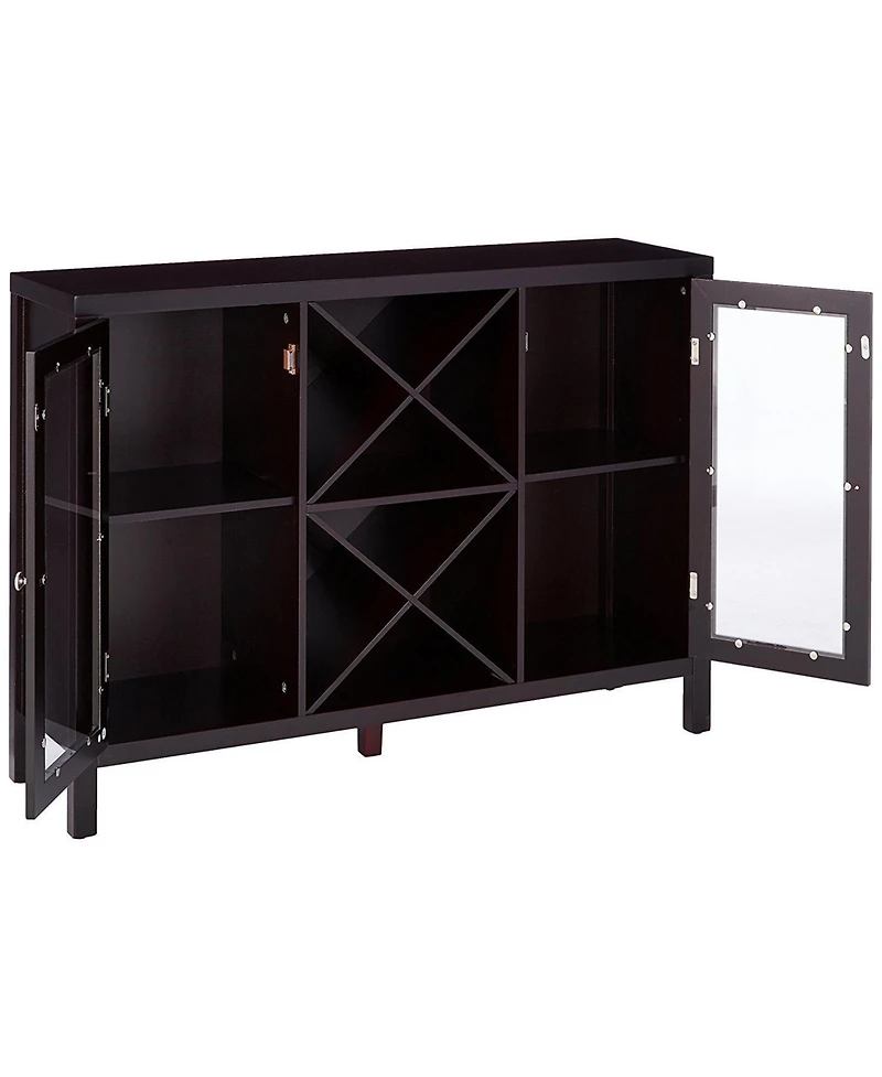 Kings Brand Furniture Wine Bar Cabinet for Liquor and Coffee Buffet, Sideboard with Storage Shelves for Dining Living Room Kitchen (Espresso)