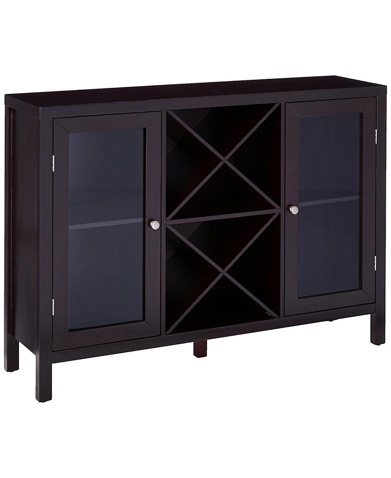 Kings Brand Furniture Wine Bar Cabinet for Liquor and Coffee Buffet, Sideboard with Storage Shelves for Dining Living Room Kitchen (Espresso)