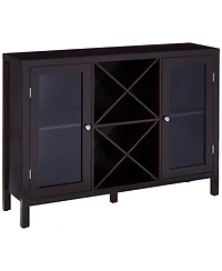 Kings Brand Furniture Wine Bar Cabinet for Liquor and Coffee Buffet, Sideboard with Storage Shelves for Dining Living Room Kitchen (Espresso)