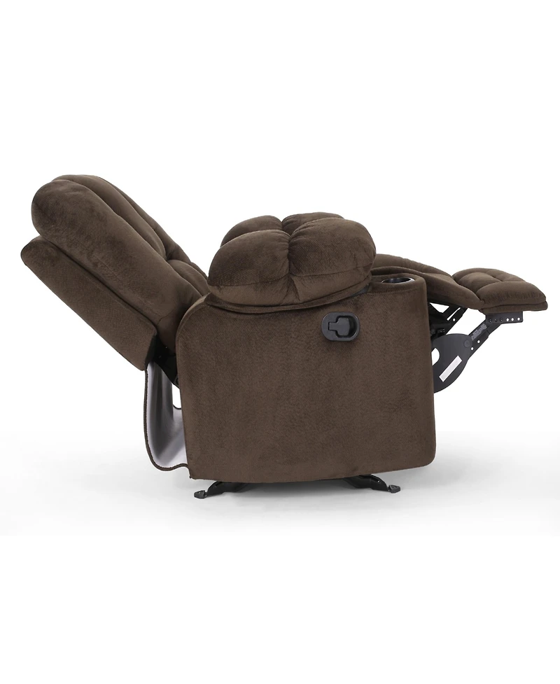 Streamdale Furniture Luxurious Manual Recliner Chair In Chocolate With Skin-Friendly Fabric And Dual Cup Holders