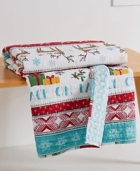 Levtex Merry Bright Ho Ho Holidays Reversible Quilted Throw, 50" x 60"