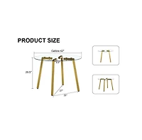 Streamdale Furniture Modern minimalist style circular transparent tempered glass table, tempered glass tabletop, golden metal legs, suitable for kitch