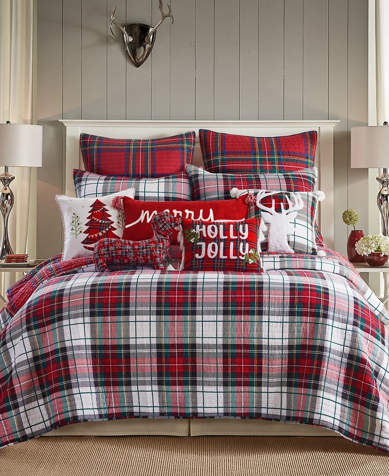 Levtex Spencer Plaid Dog Shaped Decorative Pillow, 12" x 20"