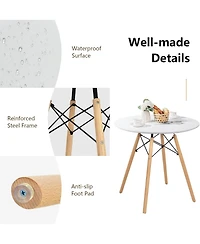 Streamdale Furniture 31.5" Round Dining Table Kitchen Table White Dining Table with White Mdf desktop and Solid wood legs .Modern Style Coffee Table L