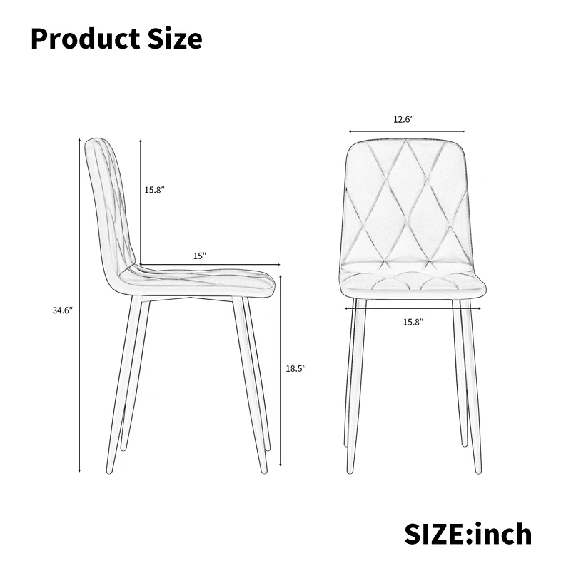 Streamdale Furniture Dining Chairs Set of 4, Modern Kitchen Dining Room Chairs, Velvet Dining Chair Upholstered Cushion Seat and Sturdy Metal Legs