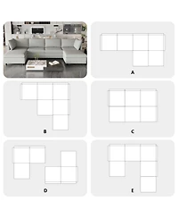 Streamdale Furniture Modular Sectional Sofa, Convertible Sofa Seat With Storage, Sleeper Sectional Sofa Set, Fabric Flexible Modular Combinations for