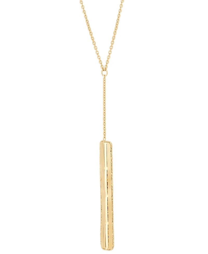 Italian Gold Polished Rectangular 17" Lariat Necklace in 14k Gold