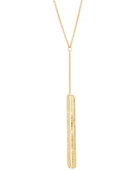 Italian Gold Polished Rectangular 17" Lariat Necklace in 14k Gold