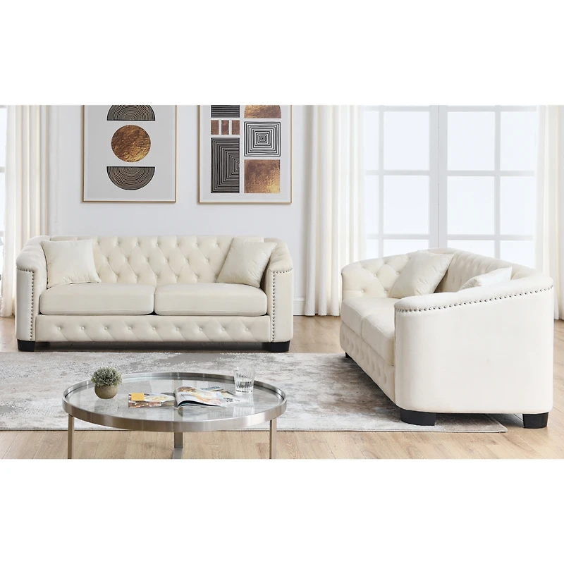 Streamdale Furniture 3-seater + 3-seater Combination sofa.Velvet beige