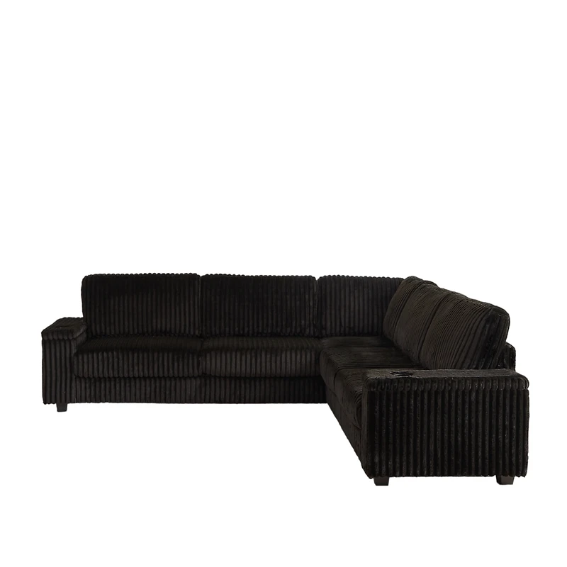 Streamdale Oversized Corduroy Corner Sofa with Storage and Ports