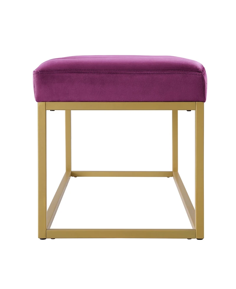 Modern Tufted Channel Entryway Bench Emerald Velvet Upholstered End of Bed Bench with Metal Frame, Footboard Bench for Living Room, Bedroom