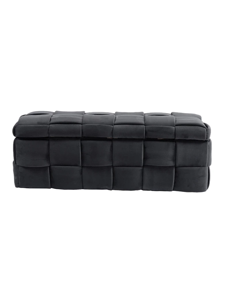 Storage Ottoman, Bedroom End Bench, Upholstered Fabric Storage Ottoman with Safety Hinge, Entryway Padded Footstool, Ottoman Bench for Living Room & B
