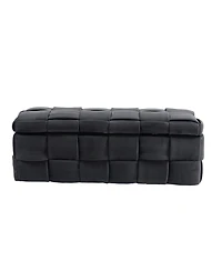 Storage Ottoman, Bedroom End Bench, Upholstered Fabric Storage Ottoman with Safety Hinge, Entryway Padded Footstool, Ottoman Bench for Living Room & B