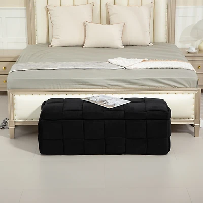Storage Ottoman, Bedroom End Bench, Upholstered Fabric Storage Ottoman with Safety Hinge, Entryway Padded Footstool, Ottoman Bench for Living Room & B