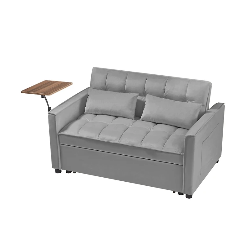 Streamdale Furniture Grey Velvet Loveseat Sofa Bed