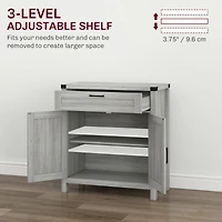 Sideboard Buffet Cabinet with Storage Drawer, Modern Farmhouse Kitchen Cabinet with 2 Barn Doors, Coffee Bar Cabinet, Gray