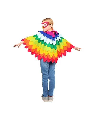 Dress Up America Colorful Parrot Cape & Mask Costume Set - Kids Boys Girls