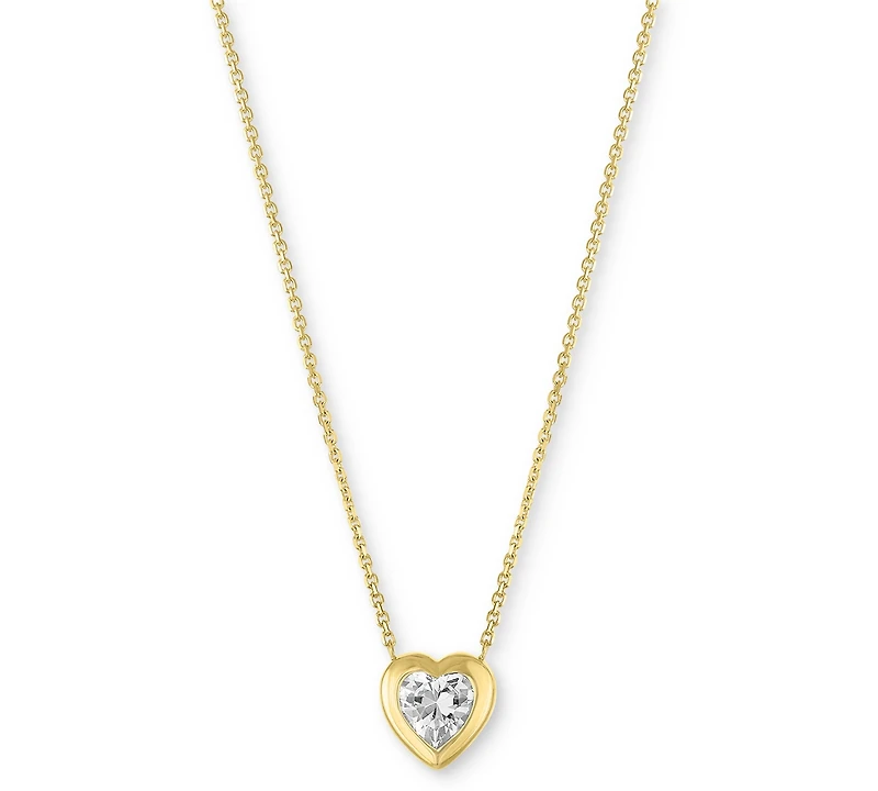 Forever Grown Diamonds Lab-Grown Diamond Heart Bezel Necklace (1/3 ct. t.w.) in 10k Yellow Gold