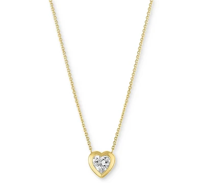 Forever Grown Diamonds Lab-Grown Diamond Heart Bezel Necklace (1/3 ct. t.w.) in 10k Yellow Gold