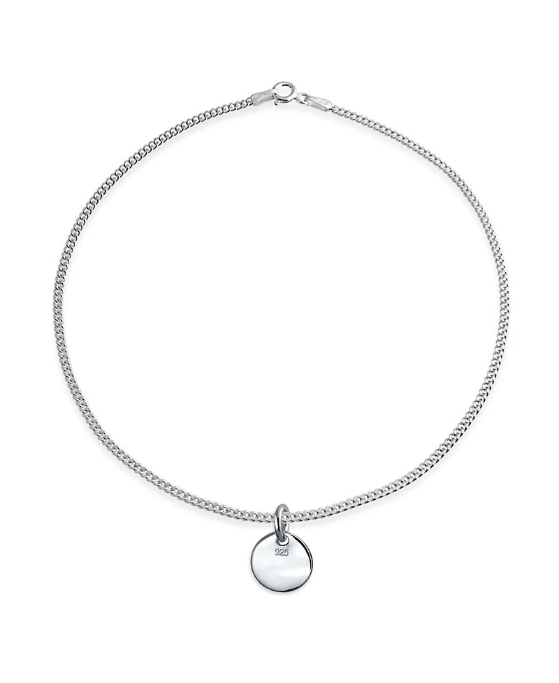 Bling Jewelry Letter Block Alphabet Initial Circle Disc Anklet .925 Sterling Silver 9 Inch