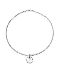 Bling Jewelry Letter Block Alphabet Initial Circle Disc Anklet .925 Sterling Silver 9 Inch