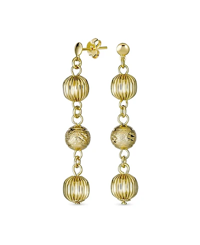 Bling Jewelry Multi Spheres Linear Dangle Ball Earrings Gold Plated 6MM