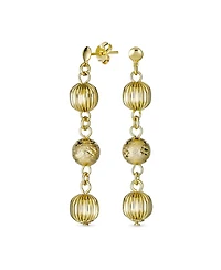Bling Jewelry Multi Spheres Linear Dangle Ball Earrings Gold Plated 6MM