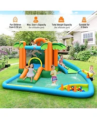 Inolait 7-in-1 Inflatable Water Slide Park with Trampoline Climbing and 750W Blower