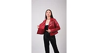 Furniq Uk Women's Leather Jacket, Red, Created for Macy's