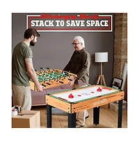 SereneLife 4-in-1 Multi-Function Game Table with Foosball, Pool, Hockey, and Ping Pong