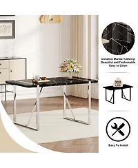 Streamdale Rustic Dining Set Table & 4 Pu Chairs (Black & Silver)