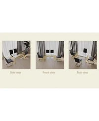 Streamdale Furniture 51 inch Glass Dining Table Set for 4, Dining Table & Chair Sets with Golden Plating Legs for Kitchen, Modern Rectangle Tempered G