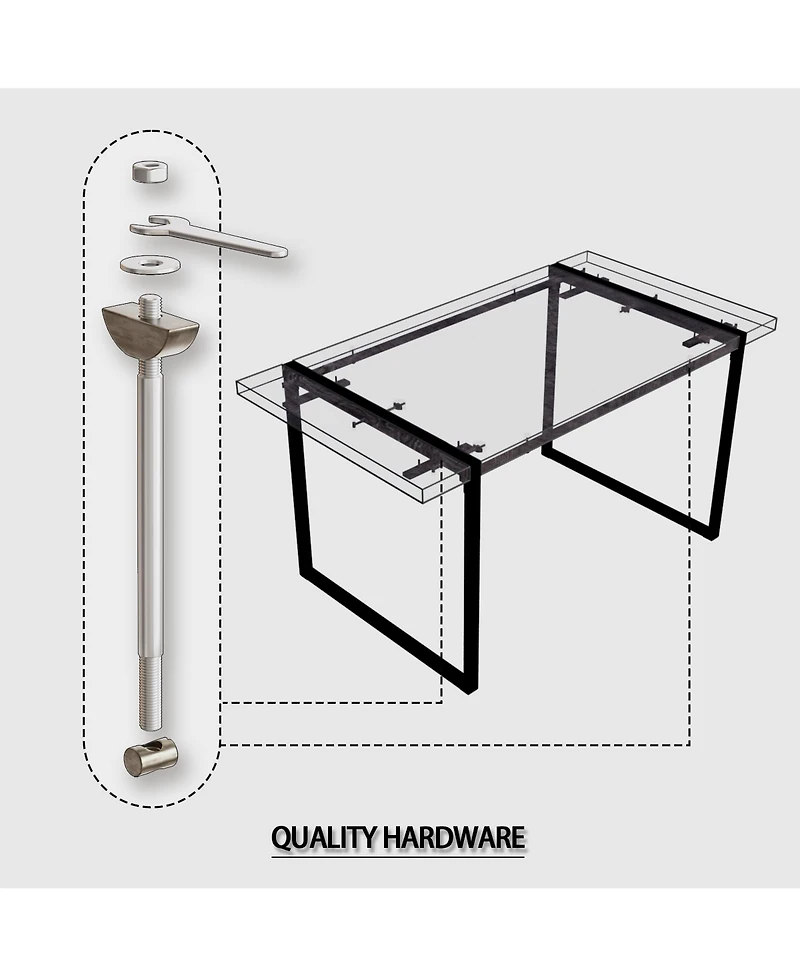 Streamdale Furniture 59" Rural Industrial Rectangular Mdf Black Dining Table Set and Pu Armless Dining Chair Set, 4 pieces. Kitchen Black Metal Table