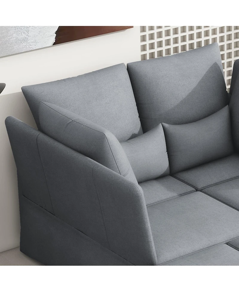 Streamdale Furniture Modern Modular Sofa, 4 Seat Chenile sectional Couch Set with 2 pilows lncluded, freely CombinableIndoor Funiture for Living Room,